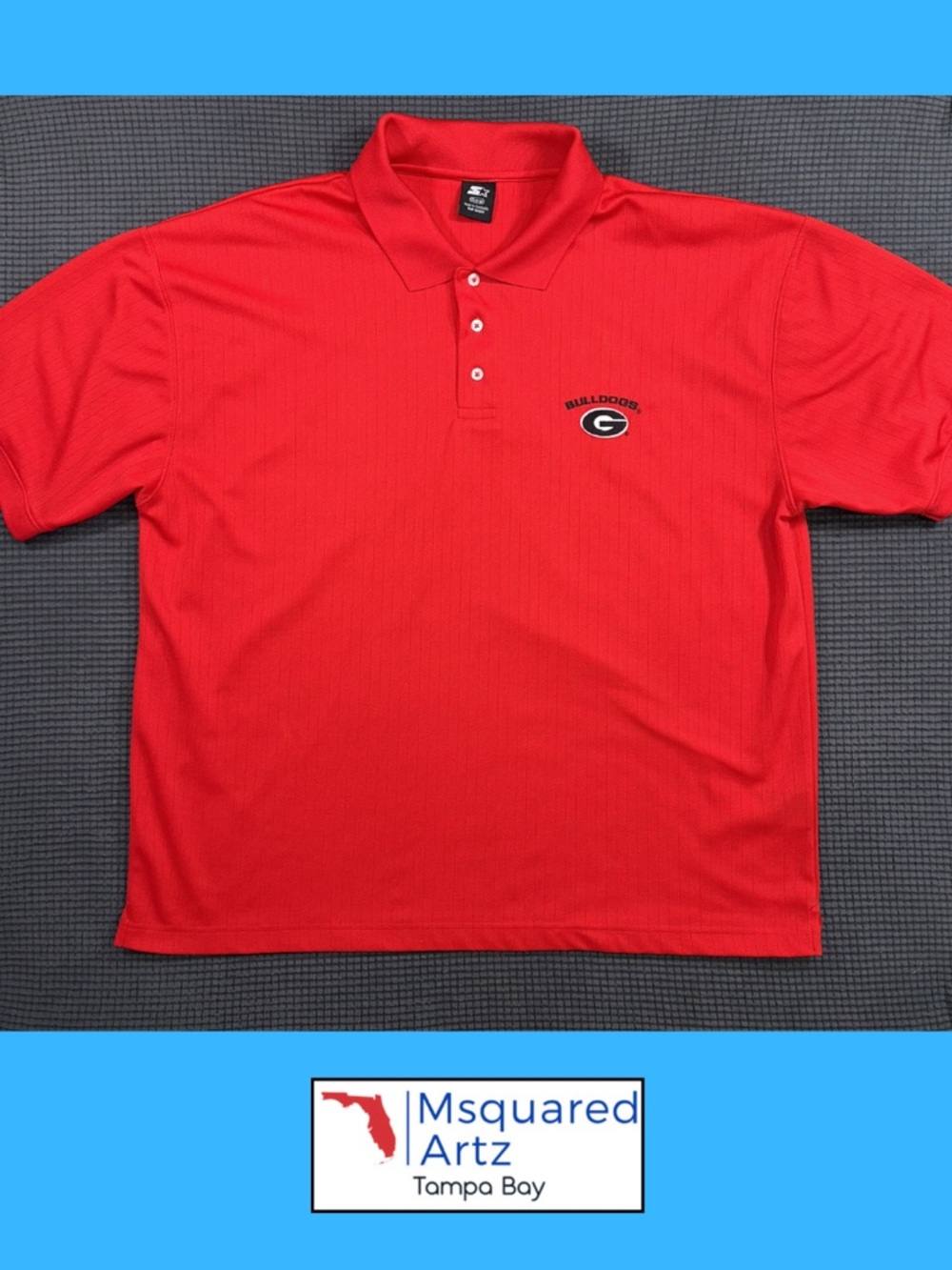 Georgia Bulldogs Polo Shirt Red Starter Logo NCAA Mens XL